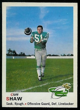 Cliff Shaw 1970 O-Pee-Chee CFL football card Cliff Shaw 1970 O-Pee-Chee CFL football card