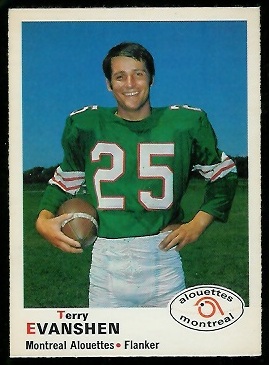 Terry Evanshen 1970 O-Pee-Chee CFL football card Terry Evanshen 1970 O-Pee-Chee CFL football card