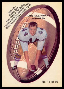 Paul Desjardins 1970 O-Pee-Chee Stickers football card