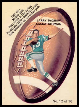 Larry DeGraw 1970 O-Pee-Chee Stickers football card