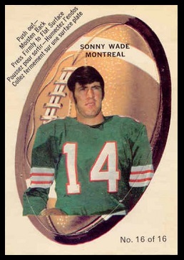 Sonny Wade 1970 O-Pee-Chee Stickers football card