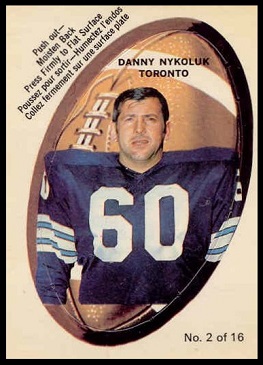 Danny Nykoluk 1970 O-Pee-Chee Stickers football card