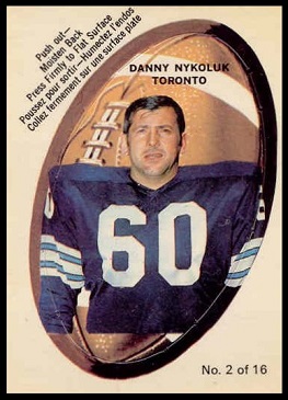 Danny Nykoluk 1970 O-Pee-Chee Stickers football card Danny Nykoluk 1970 O-Pee-Chee Stickers football card