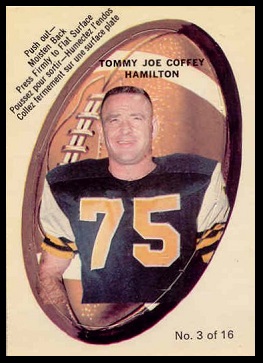 Tommy Joe Coffey 1970 O-Pee-Chee Stickers football card Tommy Joe Coffey 1970 O-Pee-Chee Stickers football card