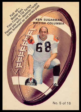 Ken Sugarman 1970 O-Pee-Chee Stickers football card