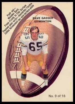 Dave Gasser 1970 O-Pee-Chee Stickers football card