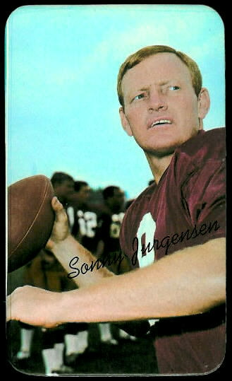 Sonny Jurgensen 1970 Topps Super football card Sonny Jurgensen 1970 Topps Super football card