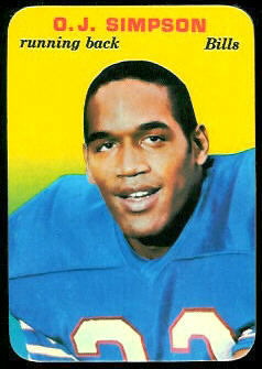 O.J. Simpson 1970 Topps Super Glossy football card O.J. Simpson 1970 Topps Super Glossy football card