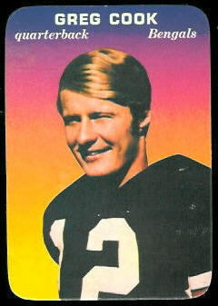 Greg Cook 1970 Topps Super Glossy football card Greg Cook 1970 Topps Super Glossy football card