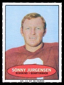 Sonny Jurgensen 1971 Bazooka football card