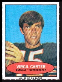 Virgil Carter 1971 Bazooka football card Virgil Carter 1971 Bazooka football card
