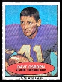 Dave Osborn 1971 Bazooka football card