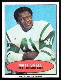 Matt Snell 1971 Bazooka football card