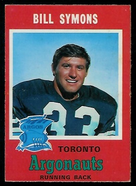 Bill Symons 1971 O-Pee-Chee CFL football card Bill Symons 1971 O-Pee-Chee CFL football card