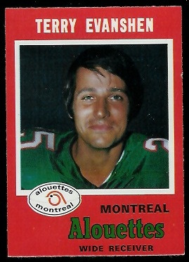 Terry Evanshen 1971 O-Pee-Chee CFL football card