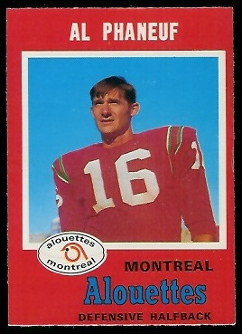 Al Phaneuf 1971 O-Pee-Chee CFL football card