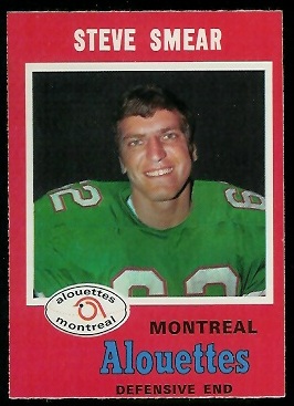 Steve Smear 1971 O-Pee-Chee CFL football card