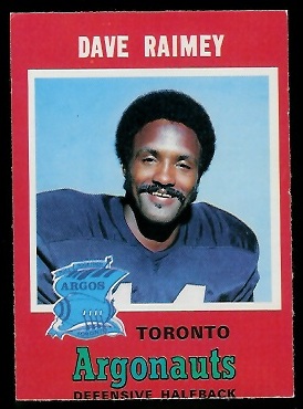 Dave Raimey 1971 O-Pee-Chee CFL football card Dave Raimey 1971 O-Pee-Chee CFL football card