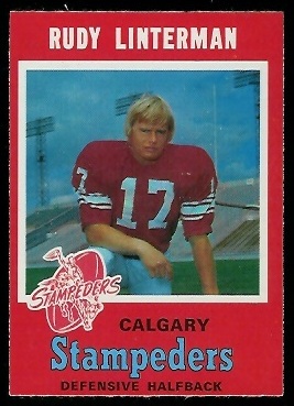 Rudy Linterman 1971 O-Pee-Chee CFL football card