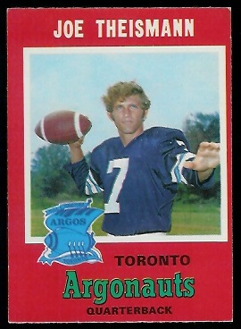 Joe Theismann 1971 O-Pee-Chee CFL football card Joe Theismann 1971 O-Pee-Chee CFL football card