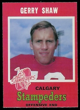 Gerry Shaw 1971 O-Pee-Chee CFL football card