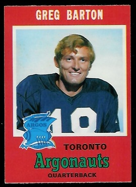 Greg Barton 1971 O-Pee-Chee CFL football card