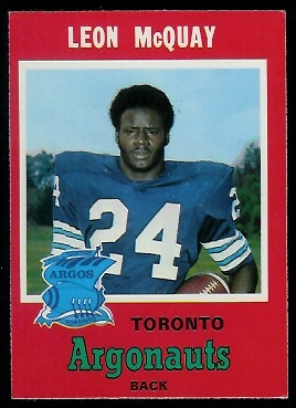 Leon McQuay 1971 O-Pee-Chee CFL football card Leon McQuay 1971 O-Pee-Chee CFL football card