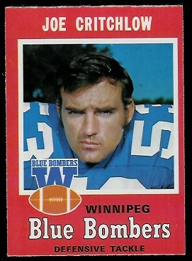 Joe Critchlow 1971 O-Pee-Chee CFL football card Joe Critchlow 1971 O-Pee-Chee CFL football card