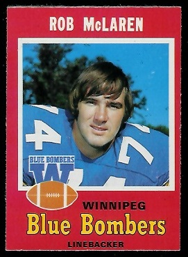 Rob McLaren 1971 O-Pee-Chee CFL football card