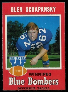 Glen Schapansky 1971 O-Pee-Chee CFL football card