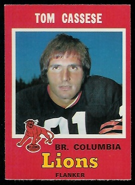 Tom Cassese 1971 O-Pee-Chee CFL football card