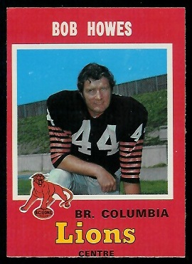 Bob Howes 1971 O-Pee-Chee CFL football card