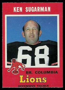 Ken Sugarman 1971 O-Pee-Chee CFL football card