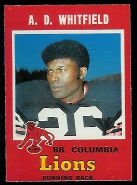 A.D. Whitfield 1971 O-Pee-Chee CFL football card