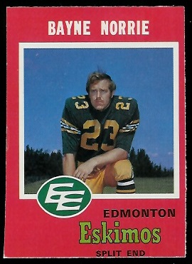 Bayne Norrie 1971 O-Pee-Chee CFL football card