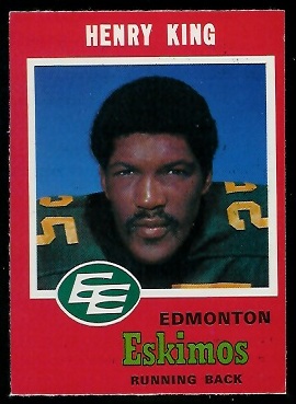 Henry King 1971 O-Pee-Chee CFL football card Henry King 1971 O-Pee-Chee CFL football card