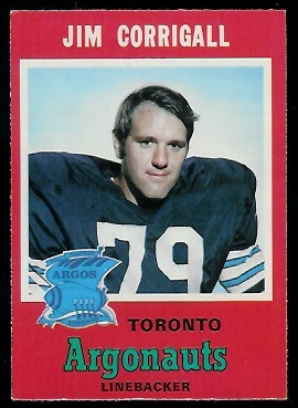 Jim Corrigall 1971 O-Pee-Chee CFL football card