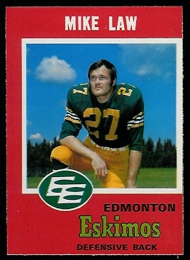 Mike Law 1971 O-Pee-Chee CFL football card