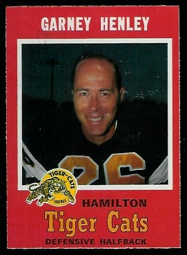 Garney Henley 1971 O-Pee-Chee CFL football card