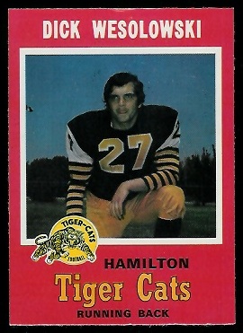 Dick Wesolowski 1971 O-Pee-Chee CFL football card