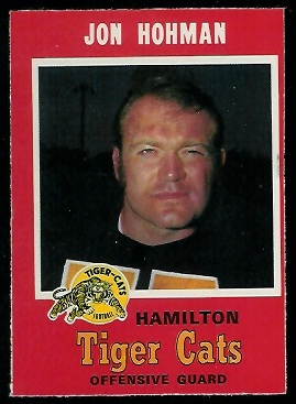 Jon Hohman 1971 O-Pee-Chee CFL football card Jon Hohman 1971 O-Pee-Chee CFL football card