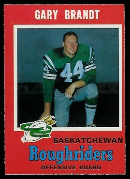 Gary Brandt 1971 O-Pee-Chee CFL football card