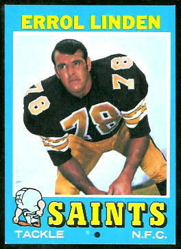 Errol Linden 1971 Topps football card