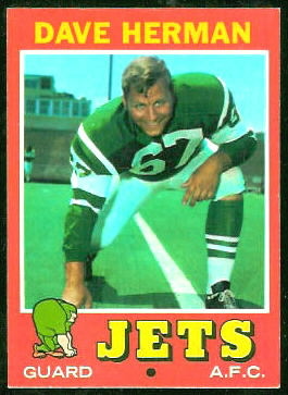 Dave Herman 1971 Topps football card