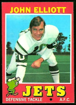 John Elliott 1971 Topps football card