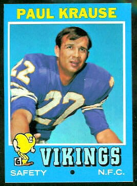 Paul Krause 1971 Topps football card