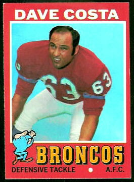 Dave Costa 1971 Topps football card