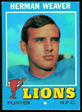 Herman Weaver 1971 Topps football card