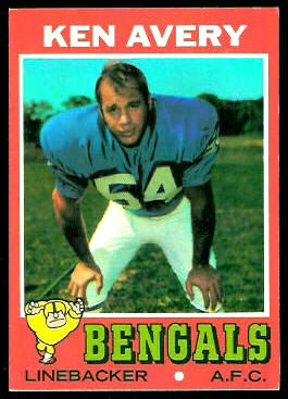 Ken Avery 1971 Topps football card