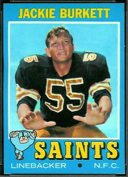 Jackie Burkett 1971 Topps football card